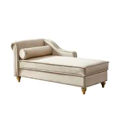 Upholstery Chaise Lounge Chair with Storage, Modern Velvet Arm Chaise Lounge, Sleeper Lounge Sofa Couch for Bedroom Office Living Room