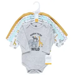 Hudson Baby Infant Boy Cotton Long-Sleeve Bodysuits, Little Monkey