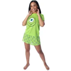 Disney Women's Monsters Inc. Mike Wazowski Shirt and Shorts Pajama Set Lime Green