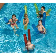 Swim Central Set of 6 Inflatable Blue and Red Swimming Pool Doodles 72"