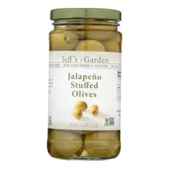 Jeff's Garden Jalapeno Stuffed Olives - Case of 6/7.5 oz