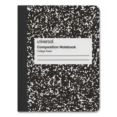 Universal Composition Book, Medium/College Rule, Black Marble Cover, (100) 9.75 x 7.5 Sheets, 6/Pack