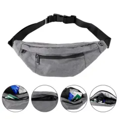 Unique Bargains Crossbody Fanny Pack with 4 Pockets Gray 1 Pc