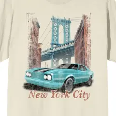 Car Fanatic New York City Vintage Car Crew Neck Short Sleeve Men's Natural T-shirt