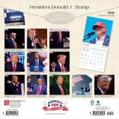 BrownTrout President Donald J. Trump 2026 12"x24" Hanging Square Wall Calendar Plastic-Free