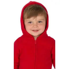 Footed Pajamas - Bright Red Infant Hoodie Fleece Onesie