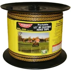 Baygard 1/2" HV Equi-Tape - Heavy Duty, Highly Visible Electric Fence Yellow/Black Tape, 656 Feet