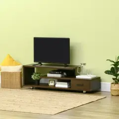 HOMCOM Modern TV Stand for TVs up to 45", TV Cabinet with Storage Shelf and Drawer, Entertainment Center for Living Room Bedroom, Walnut