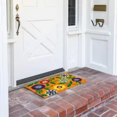 Juvale Natural Coir Floral Spring Door Mat for Front Door Entry, Outdoor Welcome Non-Slip Rug, 17 x 30 In