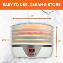 MasterChef Digital Food Dehydrator w 5 Trays and Temperature Controls-Dehydrating Machine w Recipe Guide-8L Capacity - Great Gift for Cooks