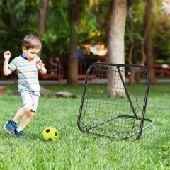 Soozier Angle Adjustable Soccer Rebounder Goal Net with Quick Folding Design, Portable Training Goal with Sturdy Metal Tube Without Assembly