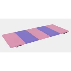 Kids Foldable Tumbling Mat 4x8ft, 2-Inch Foam Gymnastics Mat for Home Workouts, Yoga, Stretching, Martial Arts with Carry Handles