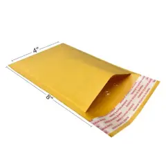 UOFFICE Pack of 100 Kraft Bubble Mailers 4" x 8" - #000 Self-Seal Padded Envelopes