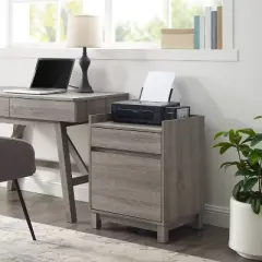 2 Drawers Filing Cabinet Wood/Gray - Linon