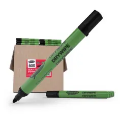 Show-me&reg; Medium Tip Slim Barrel Dry Erase Markers, Black, Extra Large Bulk Box of 800