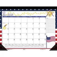 House of Doolittle&reg; Monthly Academic Deskpad Calendar, Seasonal Holiday Depictions, 12 Months July-June, 22" x 17"
