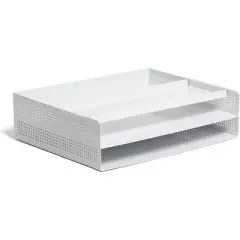 U Brands Modern Perforated Paper Tray, Office Supplies, Metal, White, 1 Count
