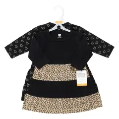 Hudson Baby Girl Cotton Dresses, Leopard Gold Heart