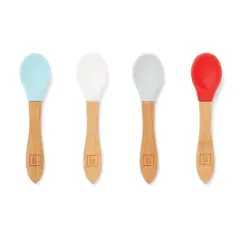 4pk Bamboo and Silicone Kid Spoons - Red Rover
