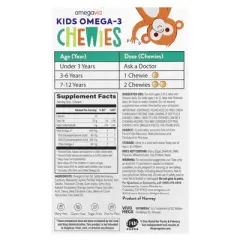 OmegaVia Kids Omega-3 Chewies, Age 3+, Natural Fruit, 30 Chewies