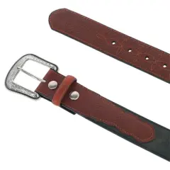 Wrangler Men's Bison and CrazyHorse Leather Belt with Billets