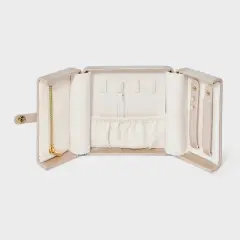 Square Double Sided Travel Jewelry Organizer - A New Day&trade; Cream: Compact Plastic Storage Box, 18+ Years, 4.72" Dimensions
