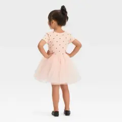 Toddler Girls' Bow-Tie Short Sleeve Knit Tulle Dress - Cat & Jack&trade; Pink