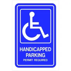Hillman English Blue Handicap Sign 18 in. H X 12 in. W - Case of 5