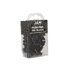 JAM Paper Colored Pushpins Black Push Pins 2 Packs of 100 222419046A