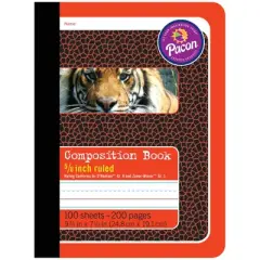Pacon&reg; Primary Composition Book, Book Bound, D'Nealian/Zaner-Bloser, 5/8" x 5/16" x 5/16" Ruled, 9-3/4" x 7-1/2", 100 Sheets, Pack of 6