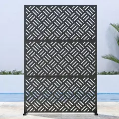 Dovelina Metal Outdoor Privacy Screen Freestanding Patio Decorative Screens - 72"x47", Black, Carl