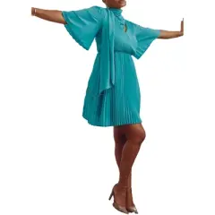 ELOQUII Women&rsquo;s Plus Size Scarf Neck Mini Dress