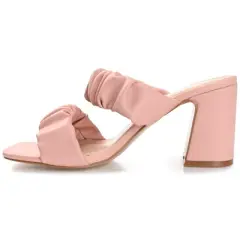 Journee Collection Womens Zoee Open Square Toe Block Heel Sandals Rose 11