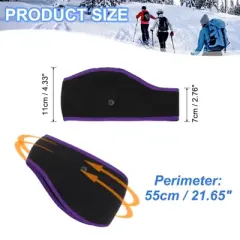 Unique Bargains Polar Fleece Stretchy Winter Running Sweatband with Button Ear Headband