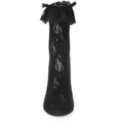 Memoi Women's Allover Lace Ruffle Cuff Crew Socks