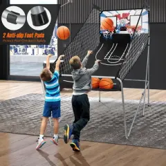 Costway Dual LED Electronic Shot Basketball Arcade Game with 8 Game Modes 4 Balls Foldable