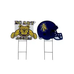 NCAA North Carolina A&T Aggies 2pk Logo and Helmet Garden Stake Set