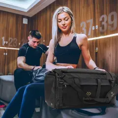 Large Sports Gym Bag, Travel Duffel bag with Wet Pocket & Shoes Compartment for men women