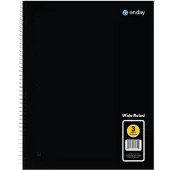 Enday 3-Subject Spiral Notebook Wide Ruled - 120 Sheets