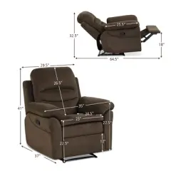 Costway Recliner Chair Single Sofa Armchair Sleeper Lounger w/ Footrest Grey\Brown