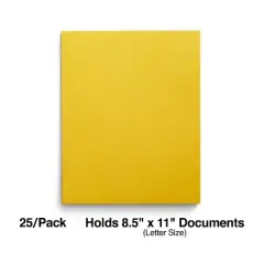 Staples School Grade 2 Pocket Folder Yellow 25/Box (50761/27538-CC)