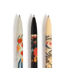 U Brands 3pk Ballpoint Pens Black Ink Monterey Botanical Studies