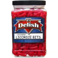 Strawberry Licorice Bits by It's Delish, 2.5 LBS (40 Oz) Jumbo Container Jar
