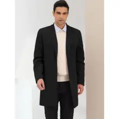 Lars Amadeus Men's Classic Solid Slim Fit Notch Lapel Single Breasted Long Overcoat