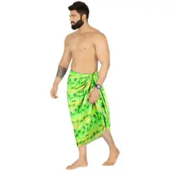 LA LEELA Men's Sarong Bath Swimsuits Pareo Wrap One Size Shamrock Green S676