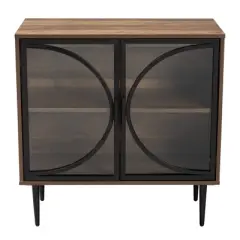 Carter Wood and Metal 2 Door Sideboard Dining Cabinet Walnut Brown/Black - Baxton Studio