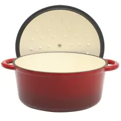 Gibson Home Addlestone 5 Quart Enameled Cast Iron Dutch Oven with Lid in Red