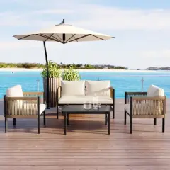 Whisen Multi-person Outdoor Sofa Combination with A Table, Suitable for Garden, Backyard and Balconies