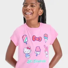 Hello Kitty Girls' Short Sleeve Let's Celebrate Graphic T-Shirt - Pink