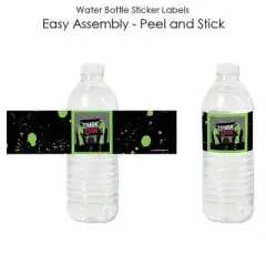 Big Dot of Happiness Zombie Zone - Halloween or Birthday Zombie Crawl Party Water Bottle Sticker Labels - Set of 20